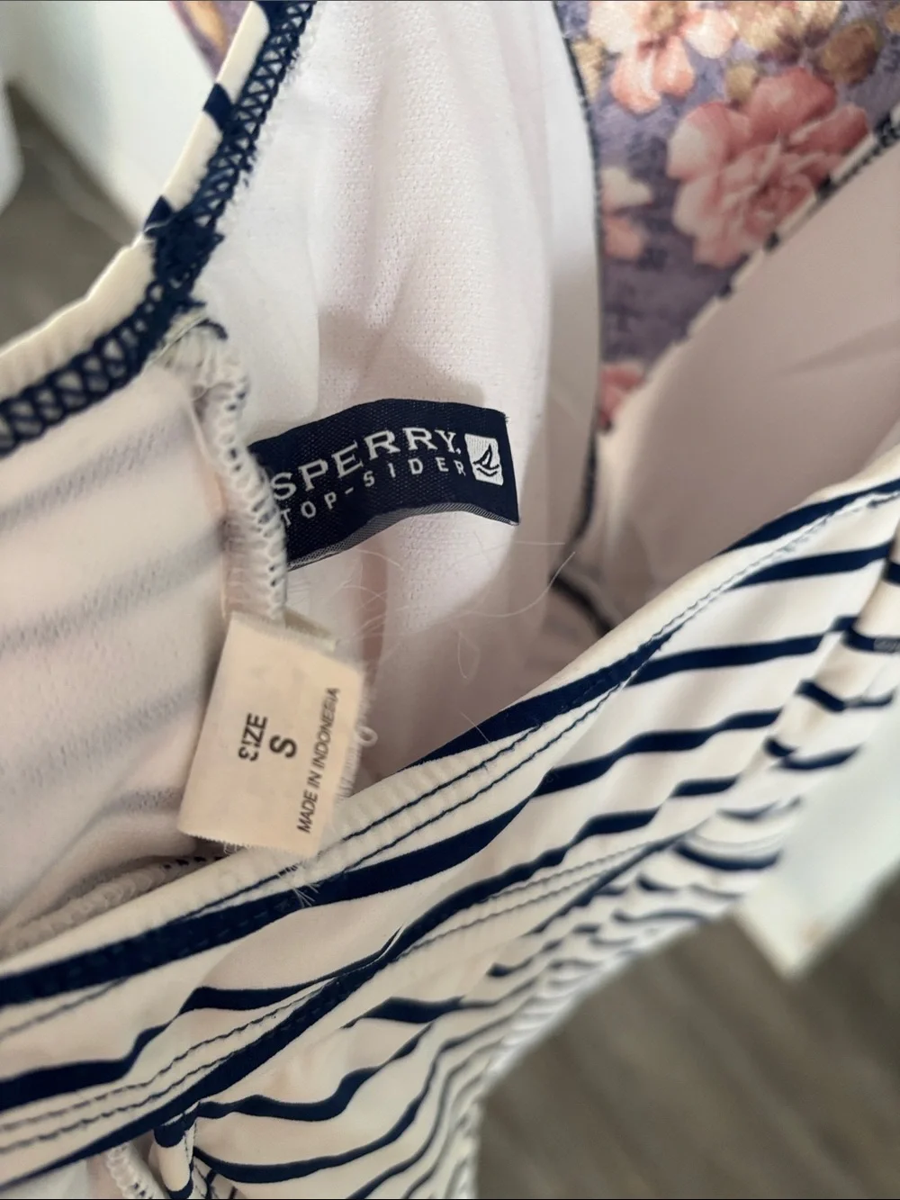 Sperry Navy & White Striped One-Piece Swimsuit